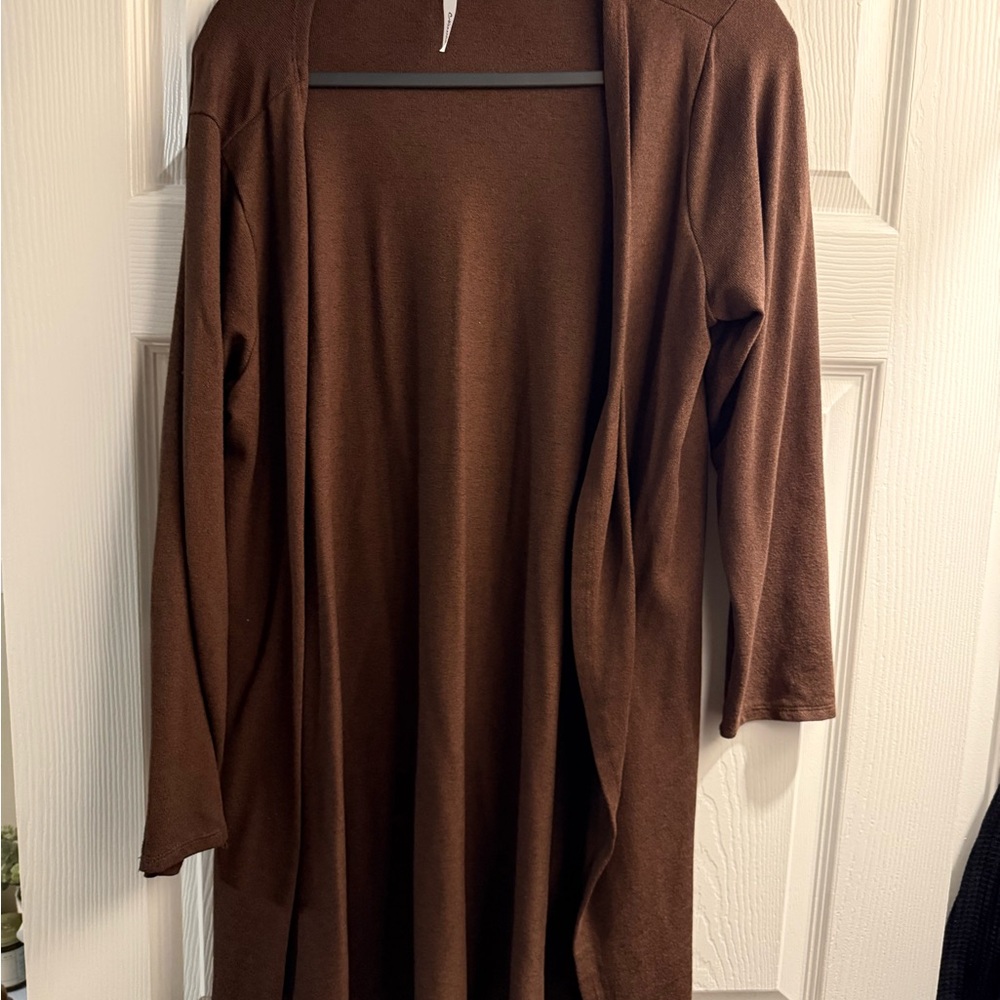 Brown Open Front Women's Sweater